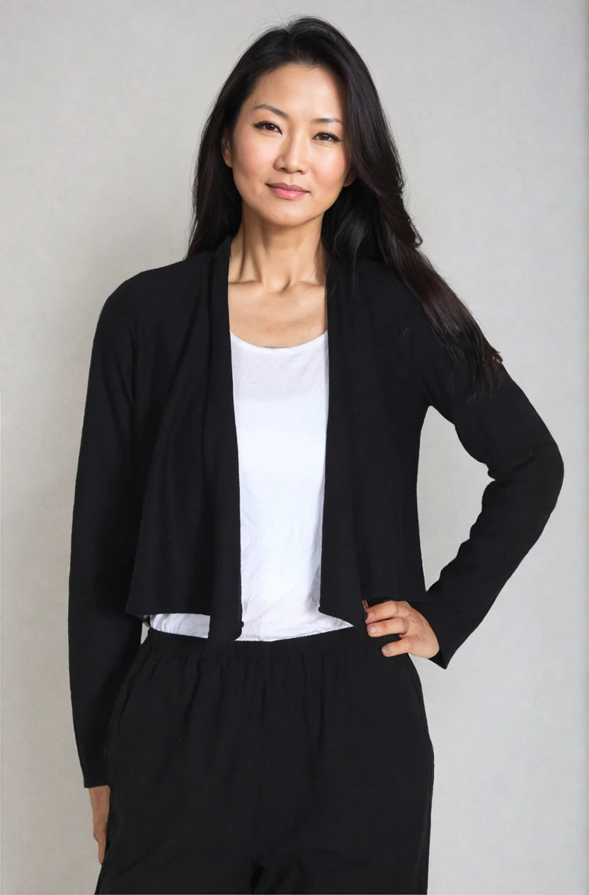 cut loose cropped cardigan Black/white