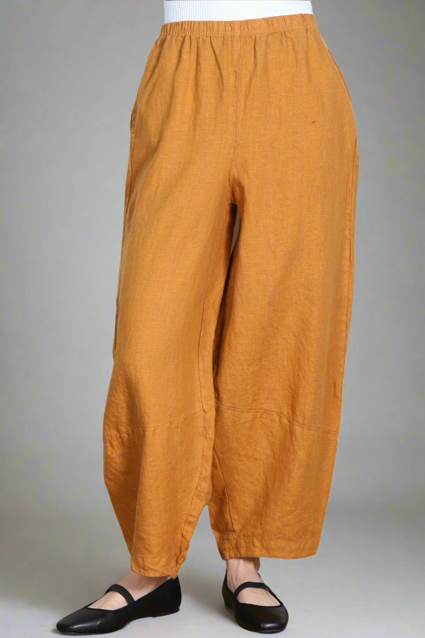 CutLoose-Womens-Clothing-Fashion-Knit-Crop-Lantern-Pant-Elastic-Cotton-Linen-Manuka-Orange