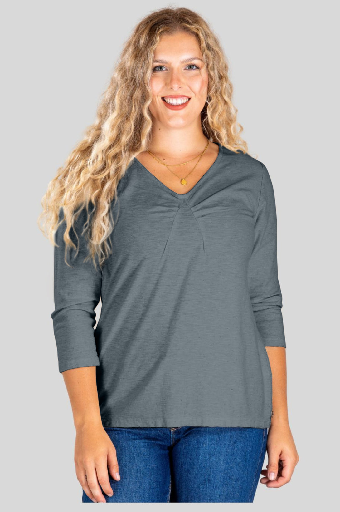 Cut Loose Tuck Front Tee, Grey