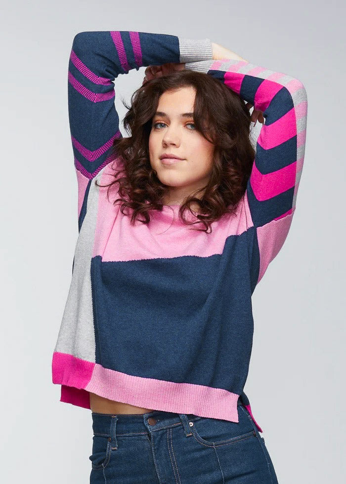 ZaketPlover-Eclectic-Intarsia-Sweater-Floss-Pink-Blue