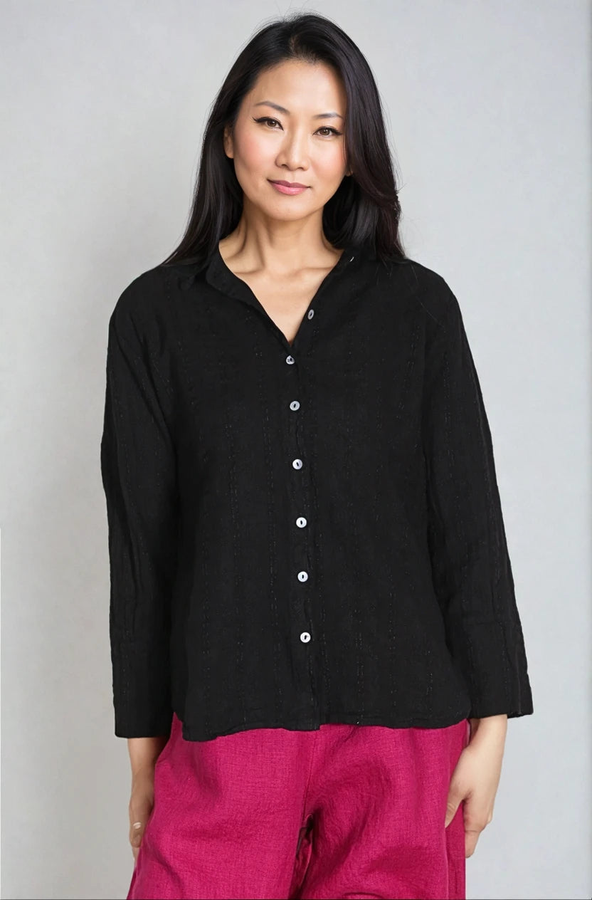 CutLoose-Womens-Clothing-Fashion-Cropped-Easy-Shirt-Cotton-Linen-Black