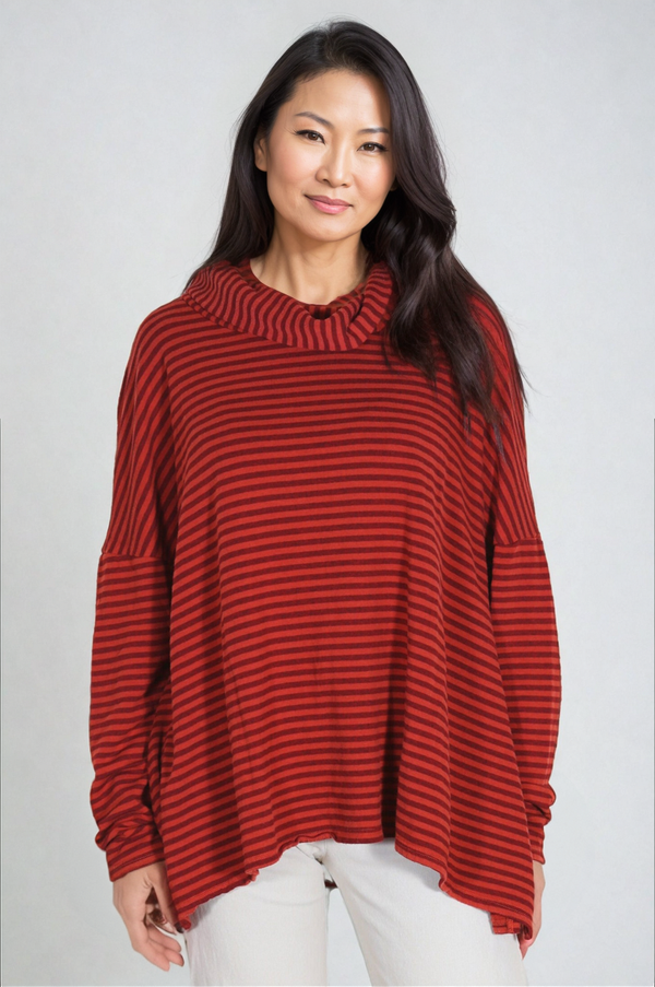 CutLoose-Clothing-OneSize-Fleece-Top-Cognac-Brown-Stripe