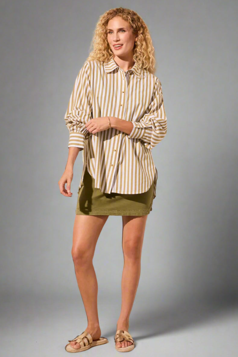 Tribal stripe button front shirt