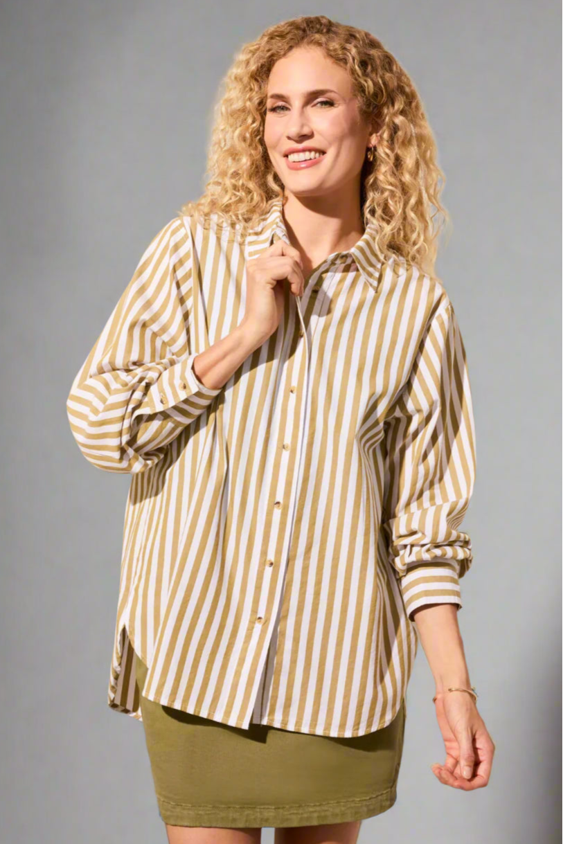 Tribal stripe button front shirt