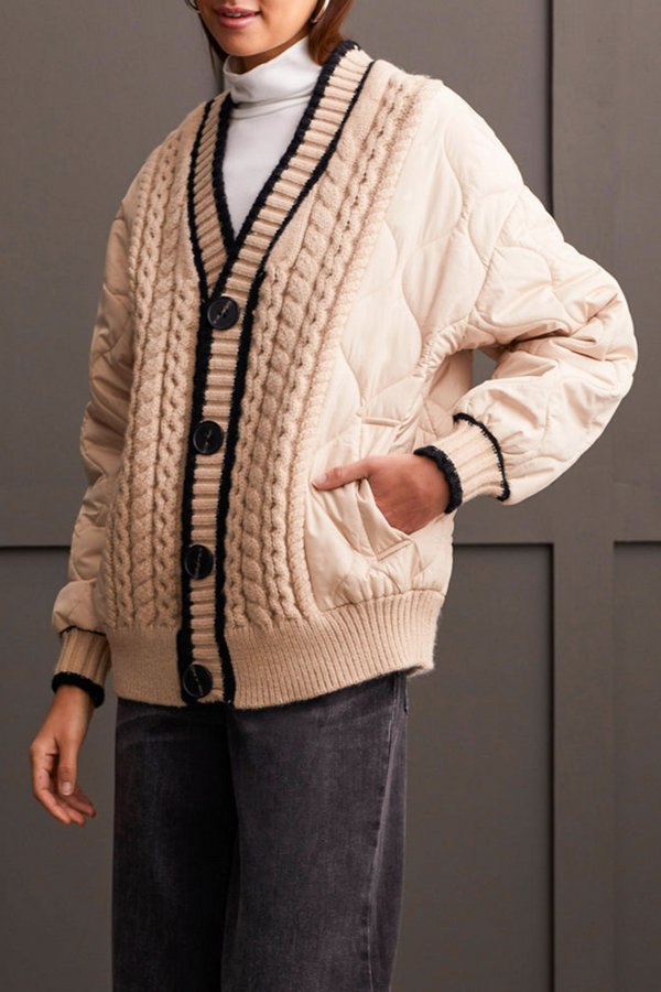 Quilted Cardigan Sweater Jacket