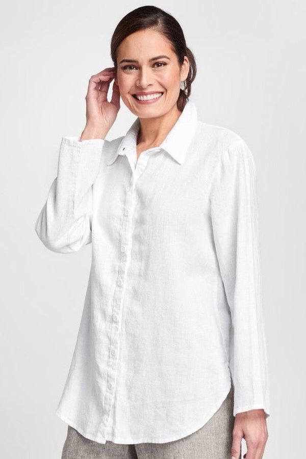 Flax Jeanne Engelhart Linen Long Sleeve Button Down Dress Large